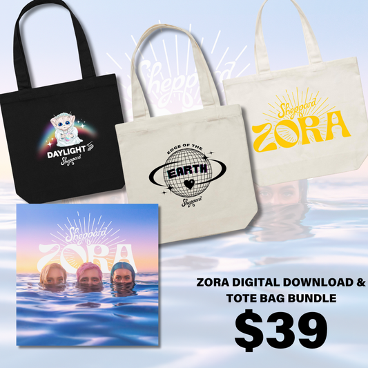 Zora Digital Download (MP3) & Edge of the Earth Tote Bag Bundle